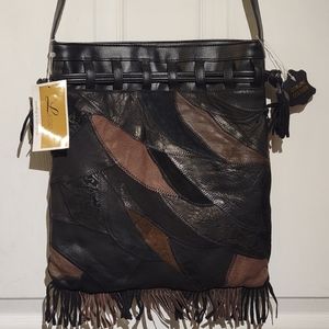 The Legend Genuine Leather Brown & Black with Fringe Purse Shoulder Bag New